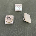 SHELL 03 WHITE – Луксозни квадратни седефени копчета Trocas със столче (shank), дизайнерски за мъжки и дамски дрехи Копчета